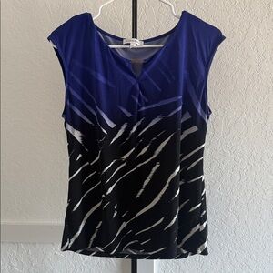 Calvin Klein Blue and Black Patterned Blouse